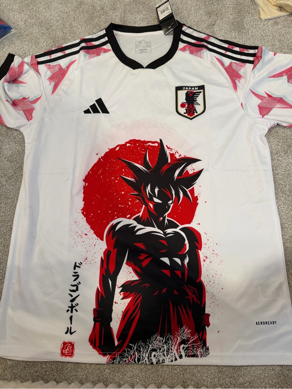 adidas White Japan dragon ball Z concept kit Goku slim fit jersey